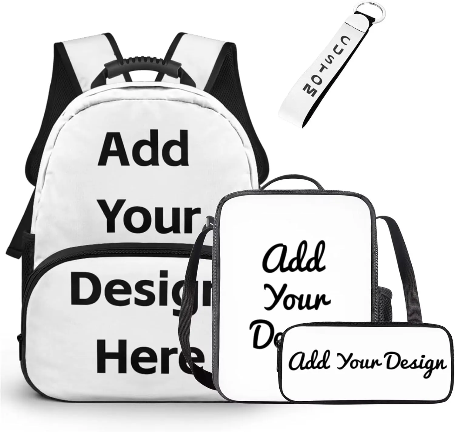 Personalized Backpack for Boys Custom Toddler Book Bag and Lunch Box Set with Name Picture 4 Pieces School Bag Set for Preschool Primary Students Travel Hiking