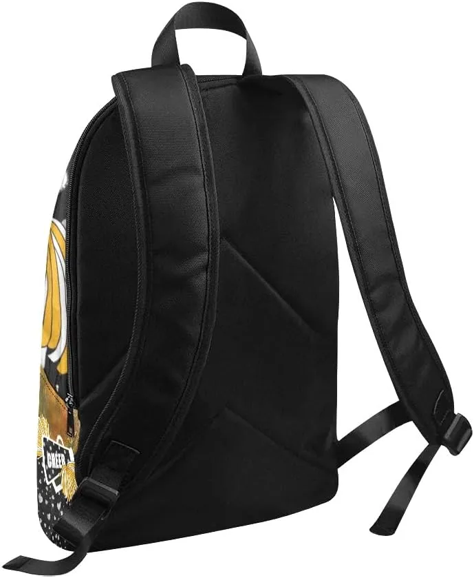 Personalized Cheer Cheerleaders Gold Print Backpack with Name Custom Travel Daypack Bag for Man Woman Gifts