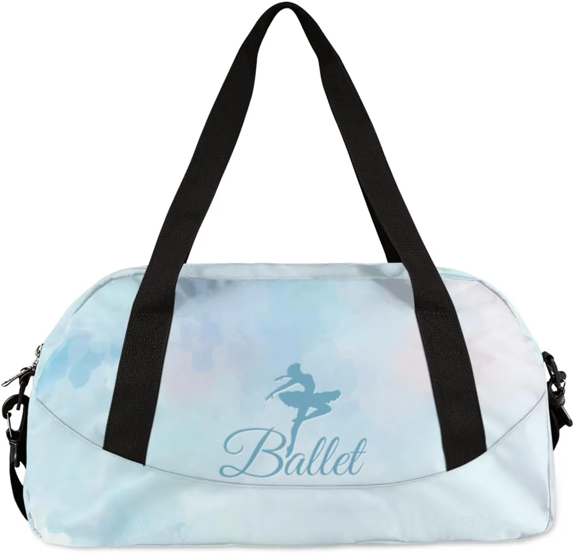 Personalized Dance Bag for Girls Kids, Custom Gym Bag Overnight Small Duffel Bag Carry On Weekend Sports Travel Bag for School Practice Gymnastics Ballet, Colorful Blue Ballerinas