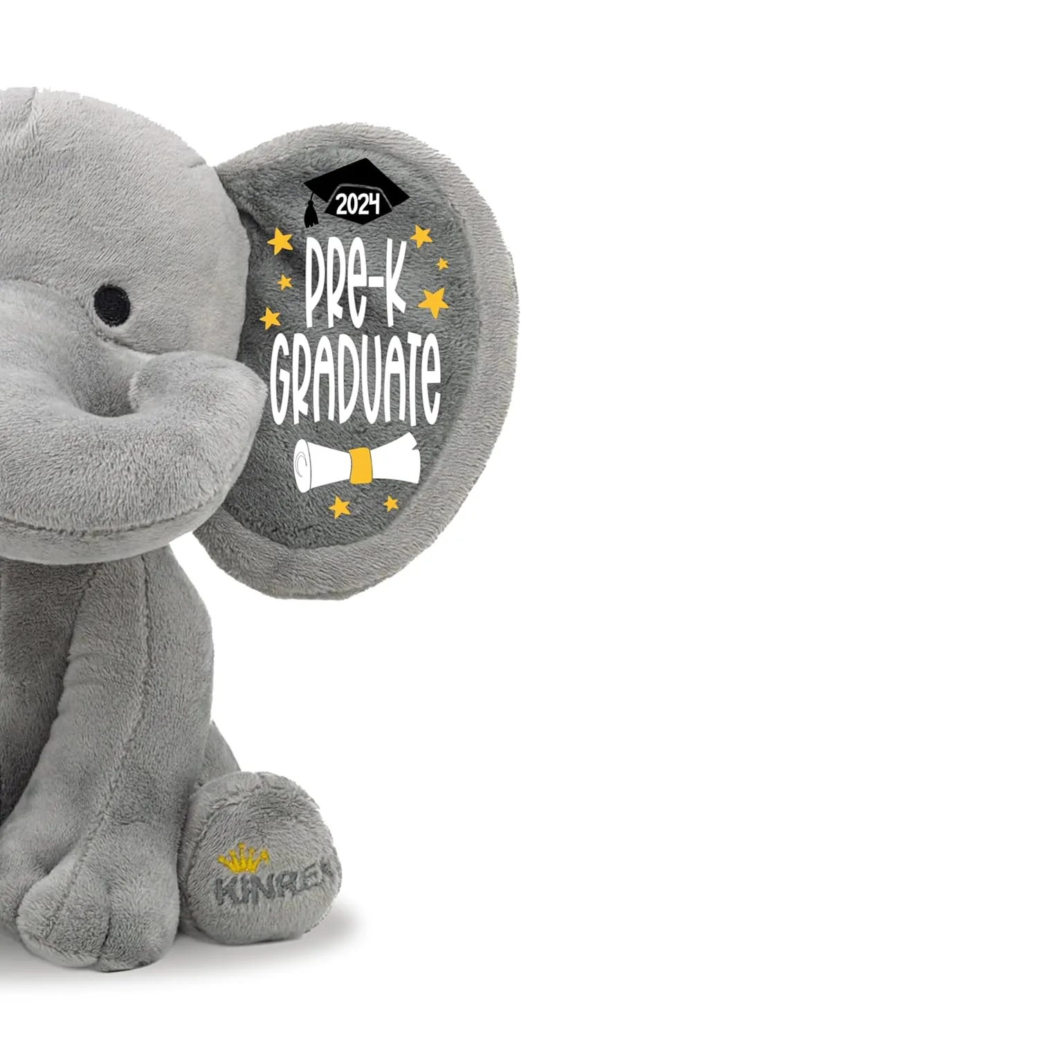 Personalized Graduation Elephant Stuffed Animal Teddy Bear Gift 2024 for Her, Him, Student, College Grad, Pre-K, Kindergarten, Middle School, High School, Gray Measures 9 Inches