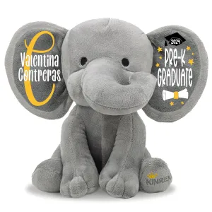 Personalized Graduation Elephant Stuffed Animal Teddy Bear Gift 2024 for Her, Him, Student, College Grad, Pre-K, Kindergarten, Middle School, High School, Gray Measures 9 Inches