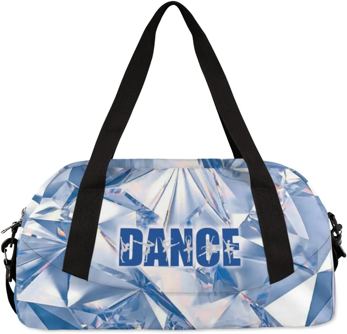 Personalized Gym Bag for Girls Teens, Custom Dance Bag Overnight Small Duffel Bag Carry On Weekend Sports Travel Bag for School Practice Gymnastics Ballet, Blue Diamonds
