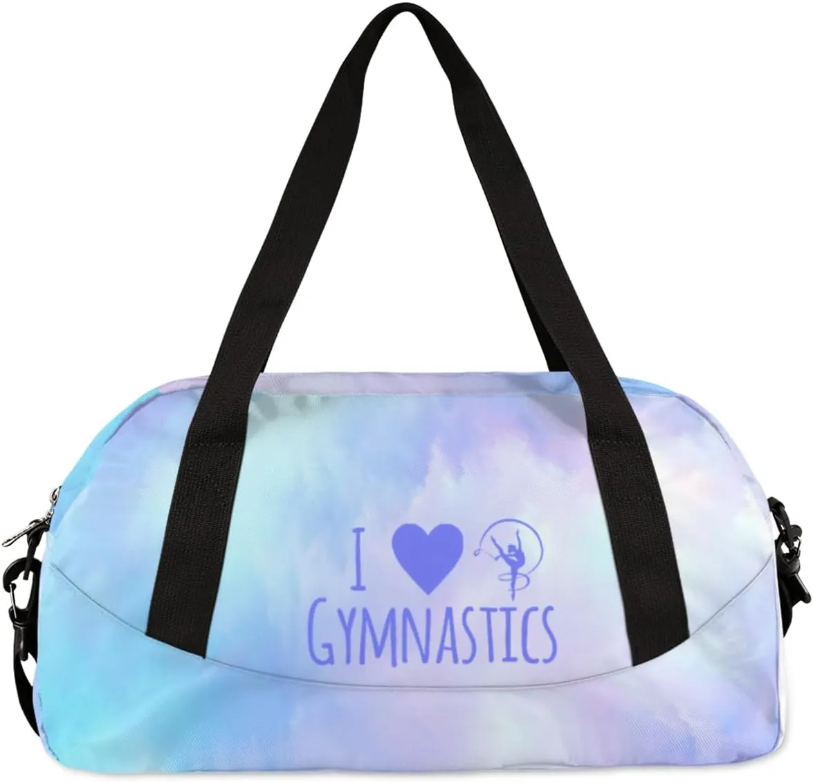 Personalized Gym Bag for Girls Teens, Custom Dance Bag Overnight Small Duffel Bag Carry On Weekend Sports Travel Bag for School Practice Gymnastics Ballet, Gymnastics Blue Oil Painting