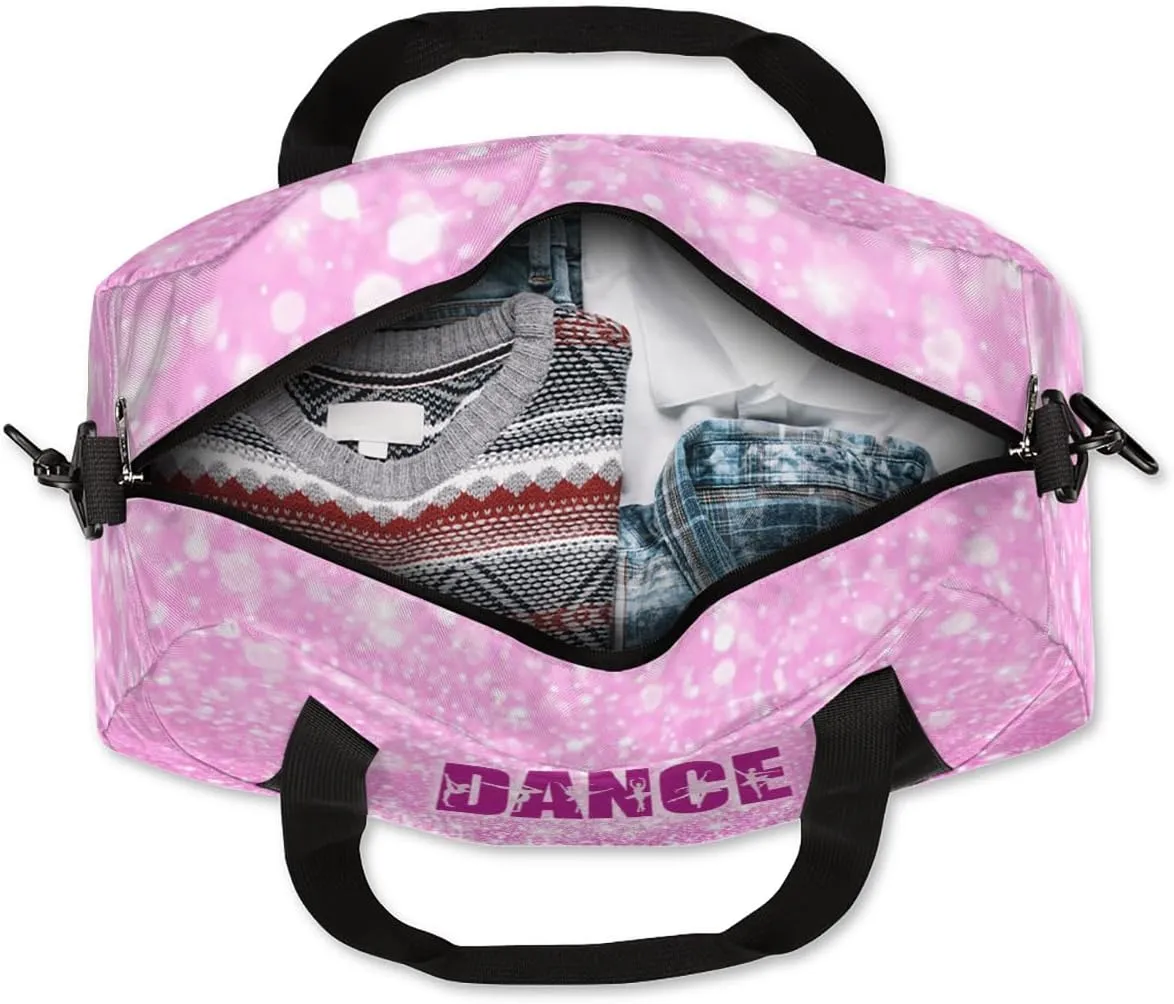 Personalized Gym Bag for Girls Teens, Custom Dance Bag Overnight Small Duffel Bag Carry On Weekend Sports Travel Bag for School Practice Gymnastics Ballet, Purple Stars