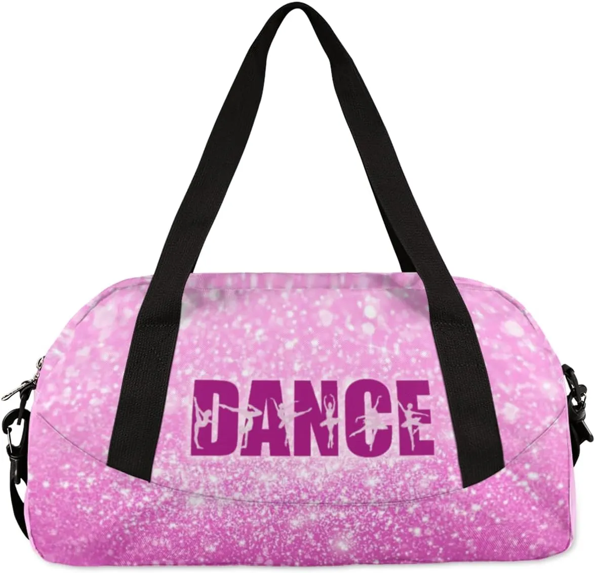 Personalized Gym Bag for Girls Teens, Custom Dance Bag Overnight Small Duffel Bag Carry On Weekend Sports Travel Bag for School Practice Gymnastics Ballet, Purple Stars