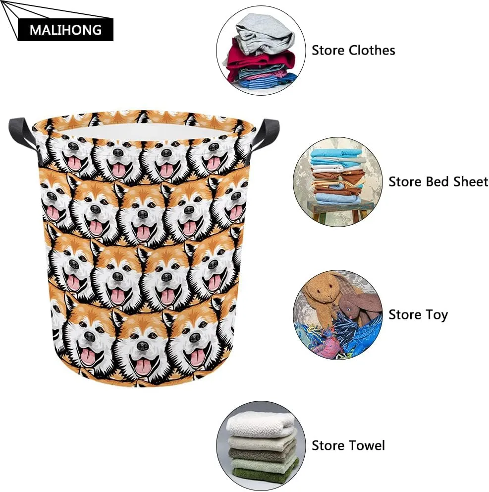 Personalized Sunflower Laundry Basket Loyal Pit Bull Dog Bathroom Cloth Bag Custom Dog Name Storage Basket.
