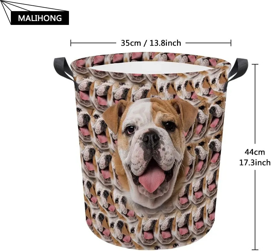 Personalized Sunflower Laundry Basket Loyal Pit Bull Dog Bathroom Cloth Bag Custom Dog Name Storage Basket.