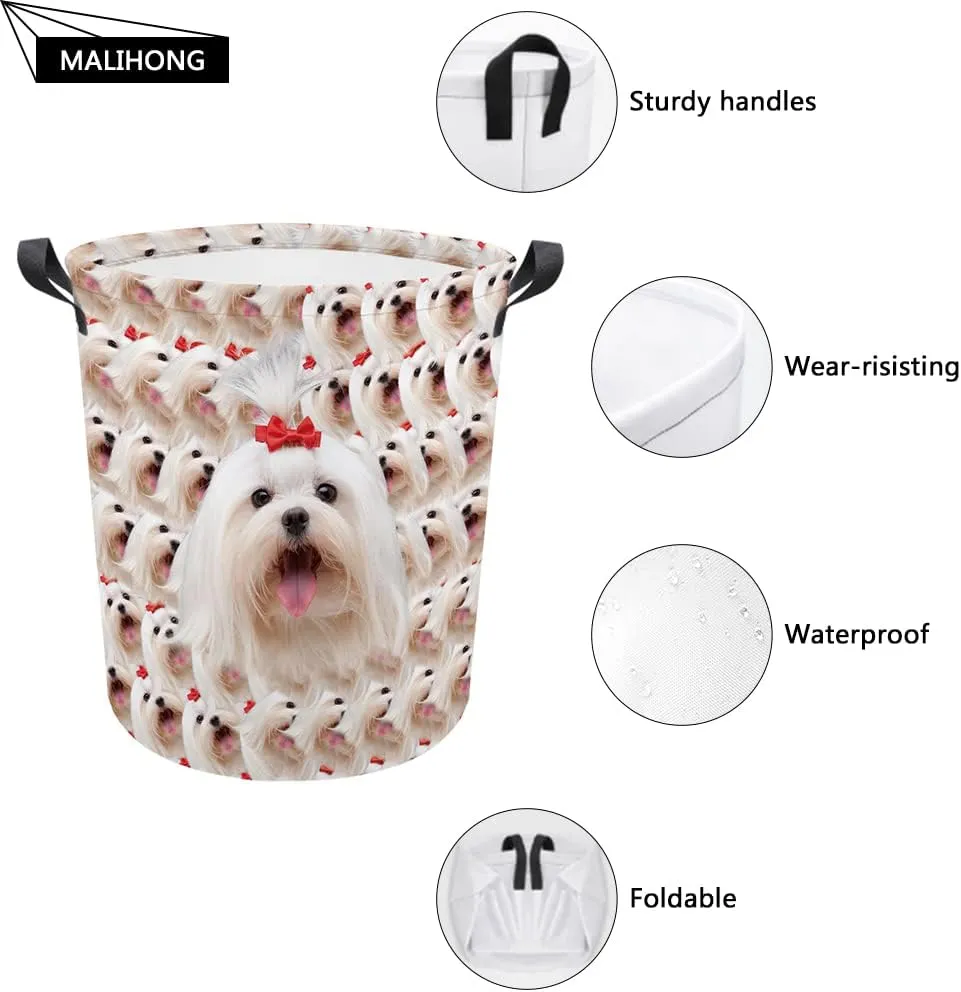 Personalized Sunflower Laundry Basket Loyal Pit Bull Dog Bathroom Cloth Bag Custom Dog Name Storage Basket.