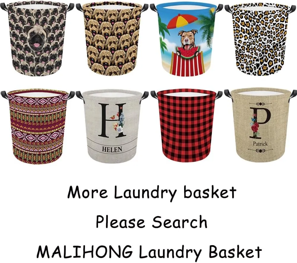 Personalized Sunflower Laundry Basket Loyal Pit Bull Dog Bathroom Cloth Bag Custom Dog Name Storage Basket.