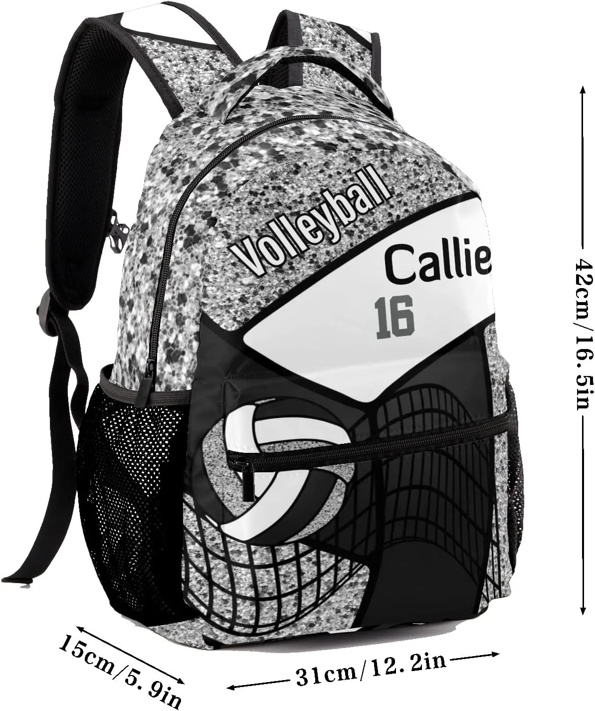 Personalized Volleyball Black and White Fashion Lightweight Waterproof Computer Bag with Name Unisex Gifts