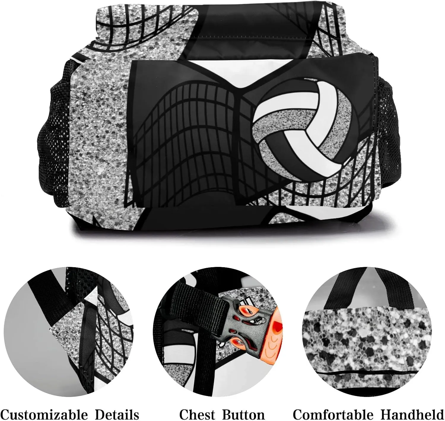 Personalized Volleyball Black and White Fashion Lightweight Waterproof Computer Bag with Name Unisex Gifts