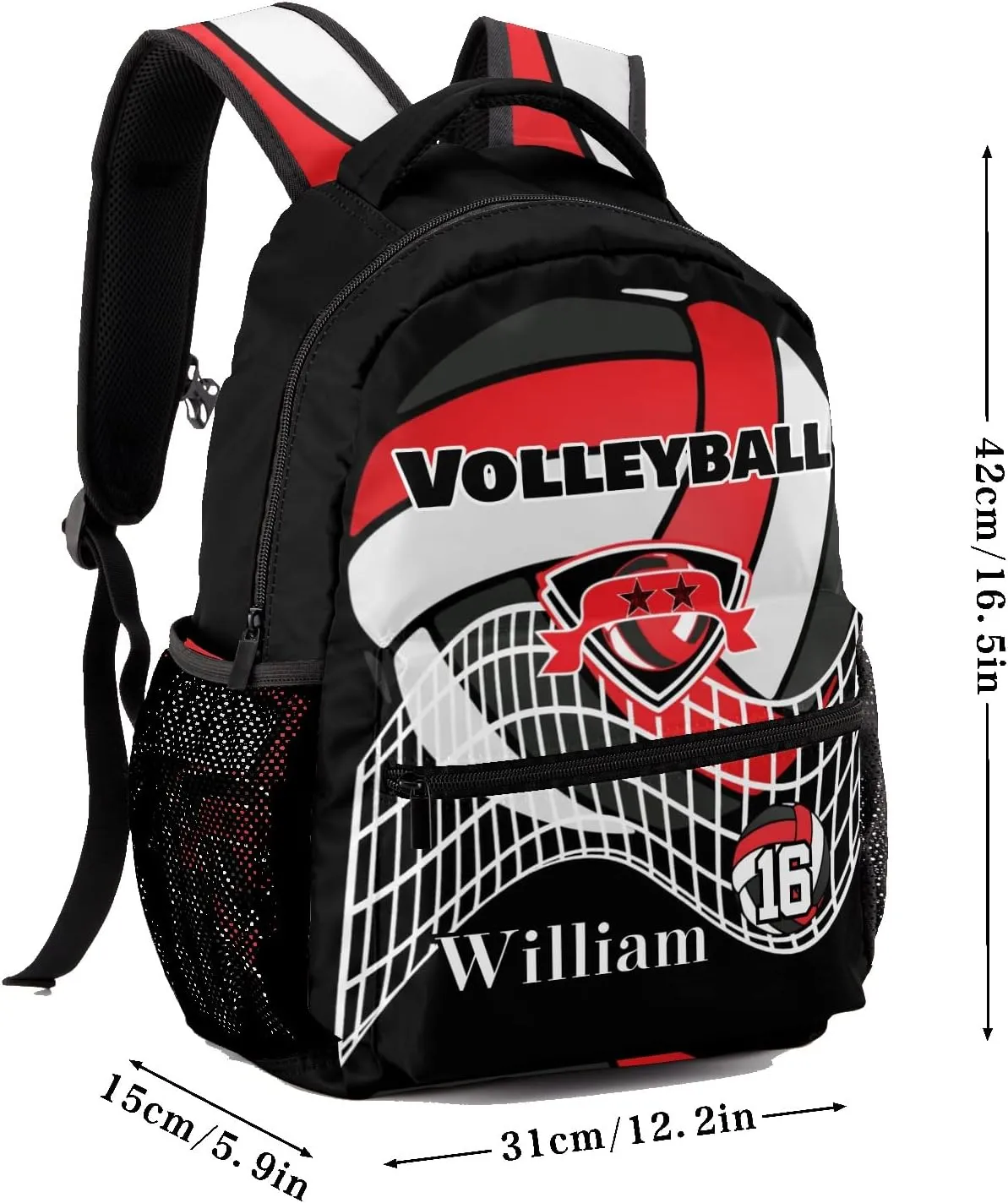 Personalized Volleyball Star Fashion Lightweight Waterproof Computer Bag with Name Unisex Gifts, 12.2''(L) x 5.9''(W) x 16.5''(H)