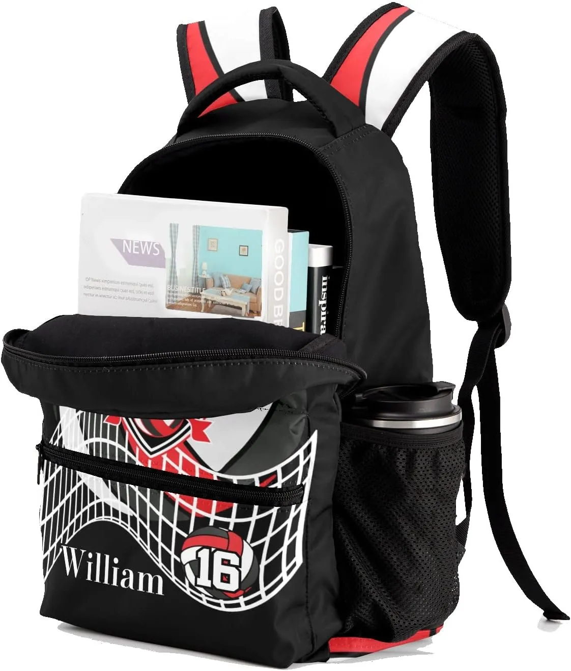 Personalized Volleyball Star Fashion Lightweight Waterproof Computer Bag with Name Unisex Gifts, 12.2''(L) x 5.9''(W) x 16.5''(H)