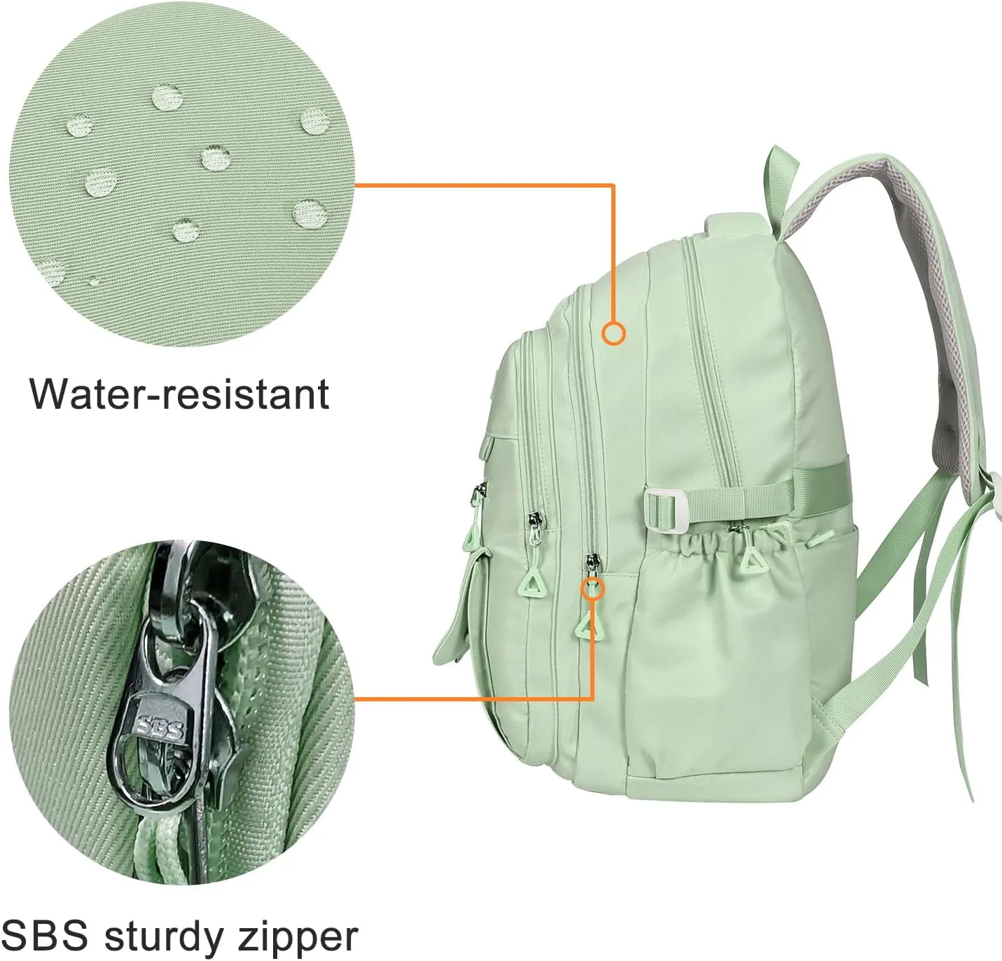 Phaoullzon Teen Girls School Backpack for Boys, College Aesthetic Laptop Bookbag for Women,Green