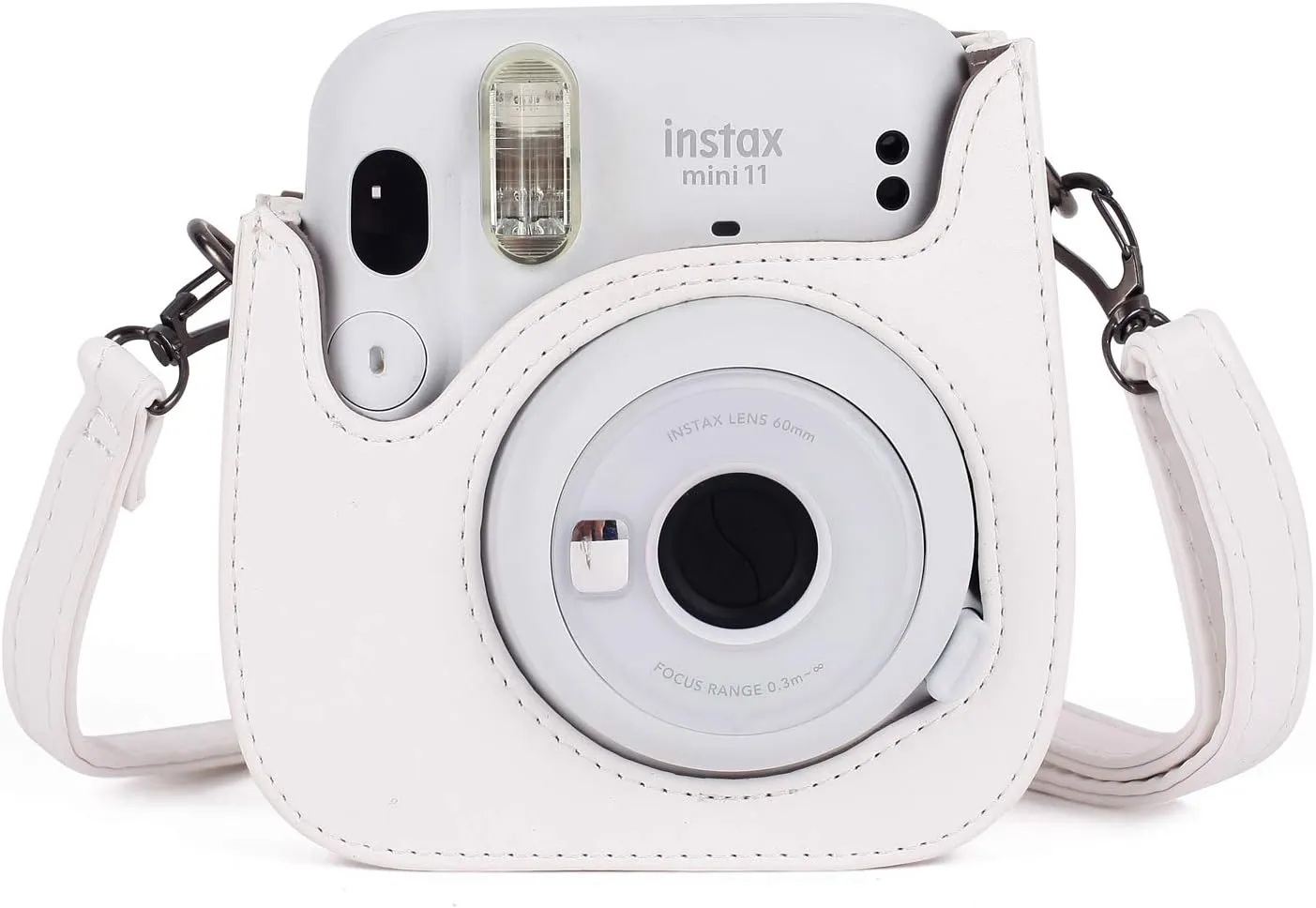 Phetium Instant Camera Case Compatible with Instax Mini 11/12,PU Leather Bag with Pocket and Adjustable Shoulder Strap (White)