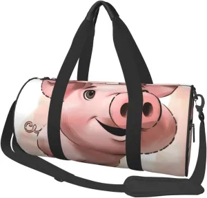 piggy Printed Sports Gym Bag for Men Women Foldable Duffel Bag Carry On Weekender Bag for Travel Sports