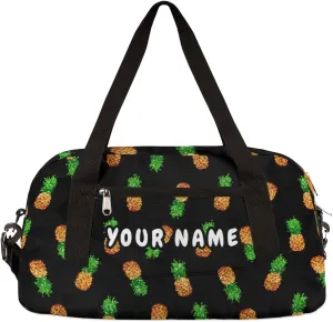 Pineapple Personalized Kids Duffel Bag for Girls Boys, Pineapple Debris Custom Name Dance Bag Overnight Small Duffel Bag Carry On Weekend Sports Travel Bag for School Practice Gymnastics Ballet