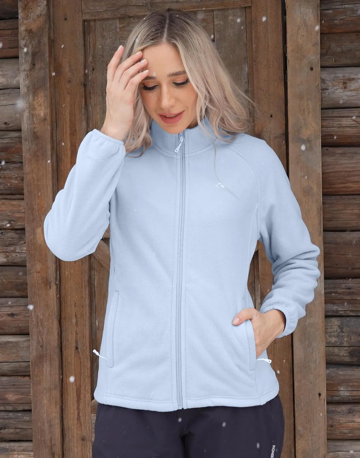 Pioneer Camp Women's Lightweight Fleece Jacket Full Zip Polar Soft Warm Winter Coat Antistatic Outwear with Zipper Pockets