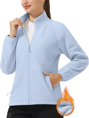 Pioneer Camp Women's Lightweight Fleece Jacket Full Zip Polar Soft Warm Winter Coat Antistatic Outwear with Zipper Pockets