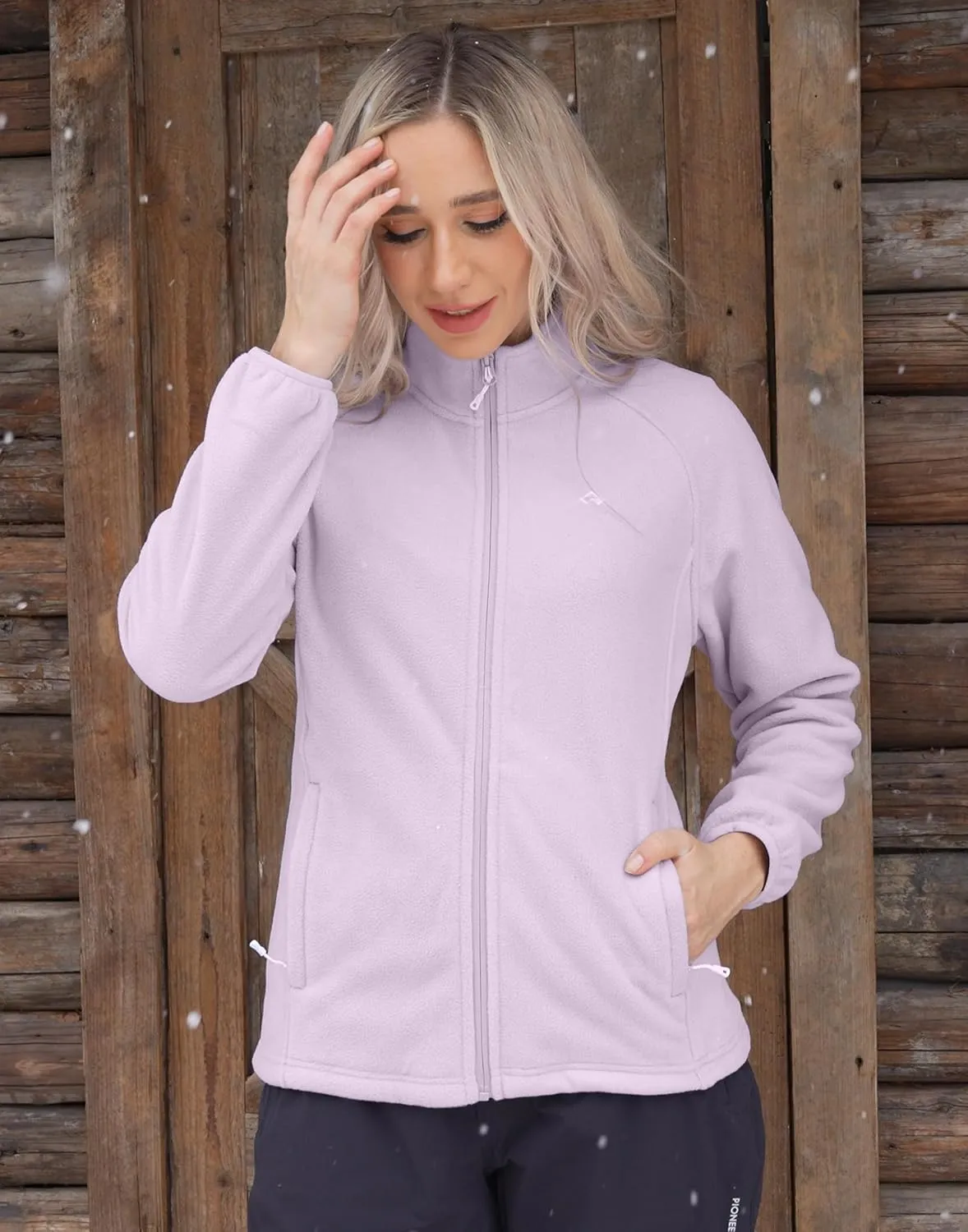Pioneer Camp Women's Lightweight Fleece Jacket Full Zip Polar Soft Warm Winter Coat Antistatic Outwear with Zipper Pockets