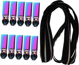 PLAFOPE Nylon Coil Zipper with Replacement Pull Tabs for Sewing Tailoring Crafts and Bag Repair Durable Easy to Cut