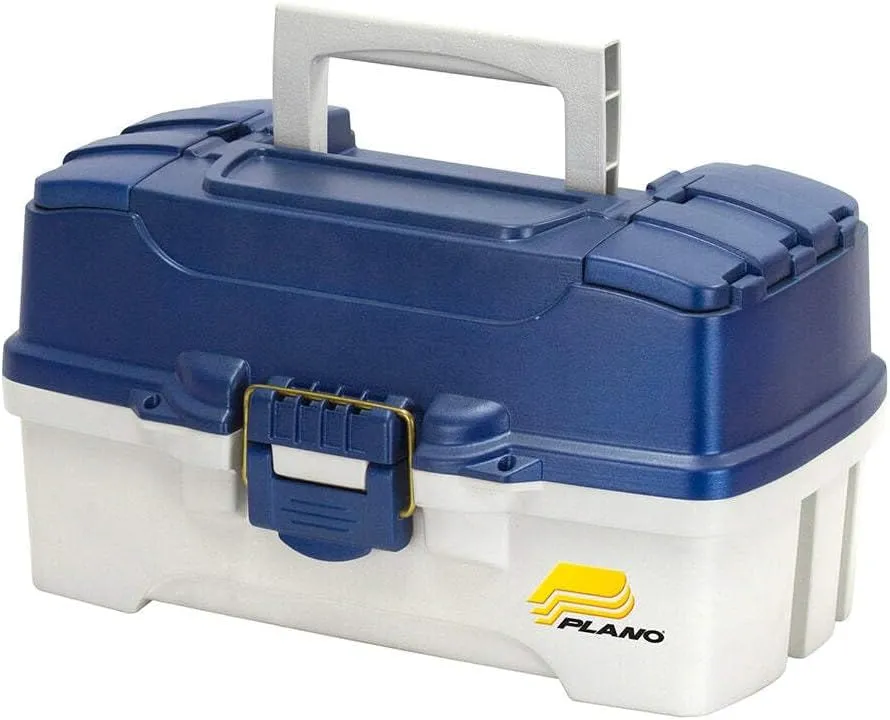 Plano 2-Tray Tackle Box with Dual Top Access, Blue Metallic/Off White, Premium Tackle Storage, 620206, One Size