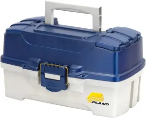 Plano 2-Tray Tackle Box with Dual Top Access, Blue Metallic/Off White, Premium Tackle Storage, 620206, One Size