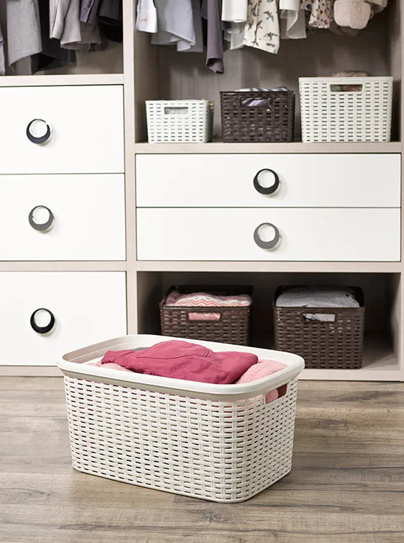 Plastic Forte Rattan Laundry Basket, 35L - Available in different colors