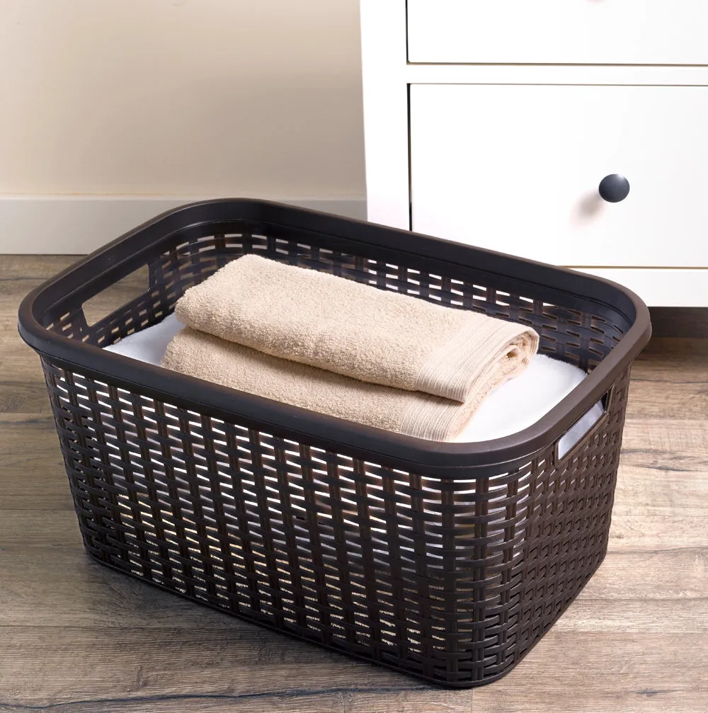 Plastic Forte Rattan Laundry Basket, 35L - Available in different colors