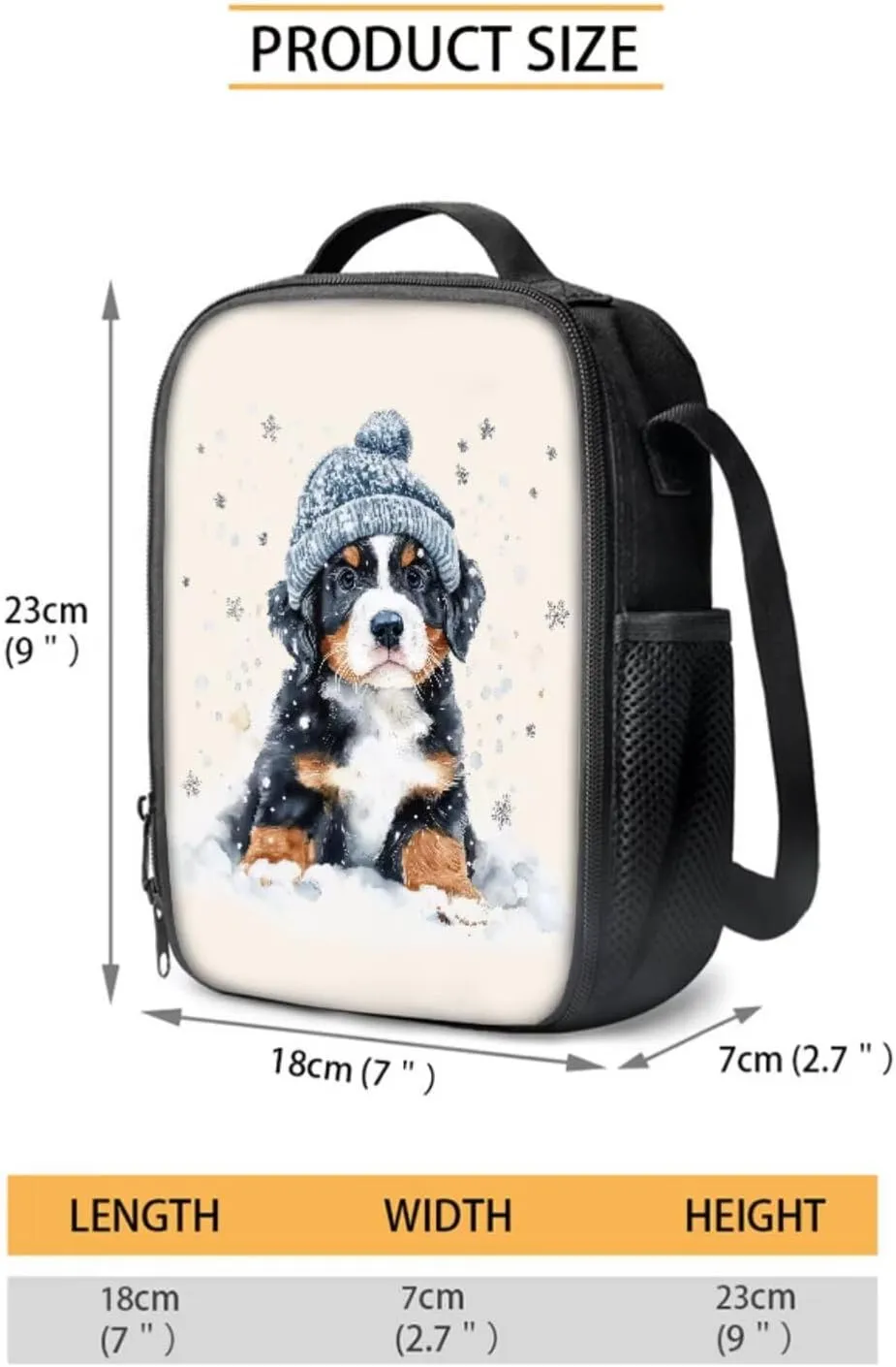 Poceacles 4 Pieces School Backpack Set with Stylish Rucksack Portable Insulated Lunch Bag Pencil Case Water Bottle Pouch, Comfortable Lightweight School Rucksack, Bernese Mountain Dog Creamy White