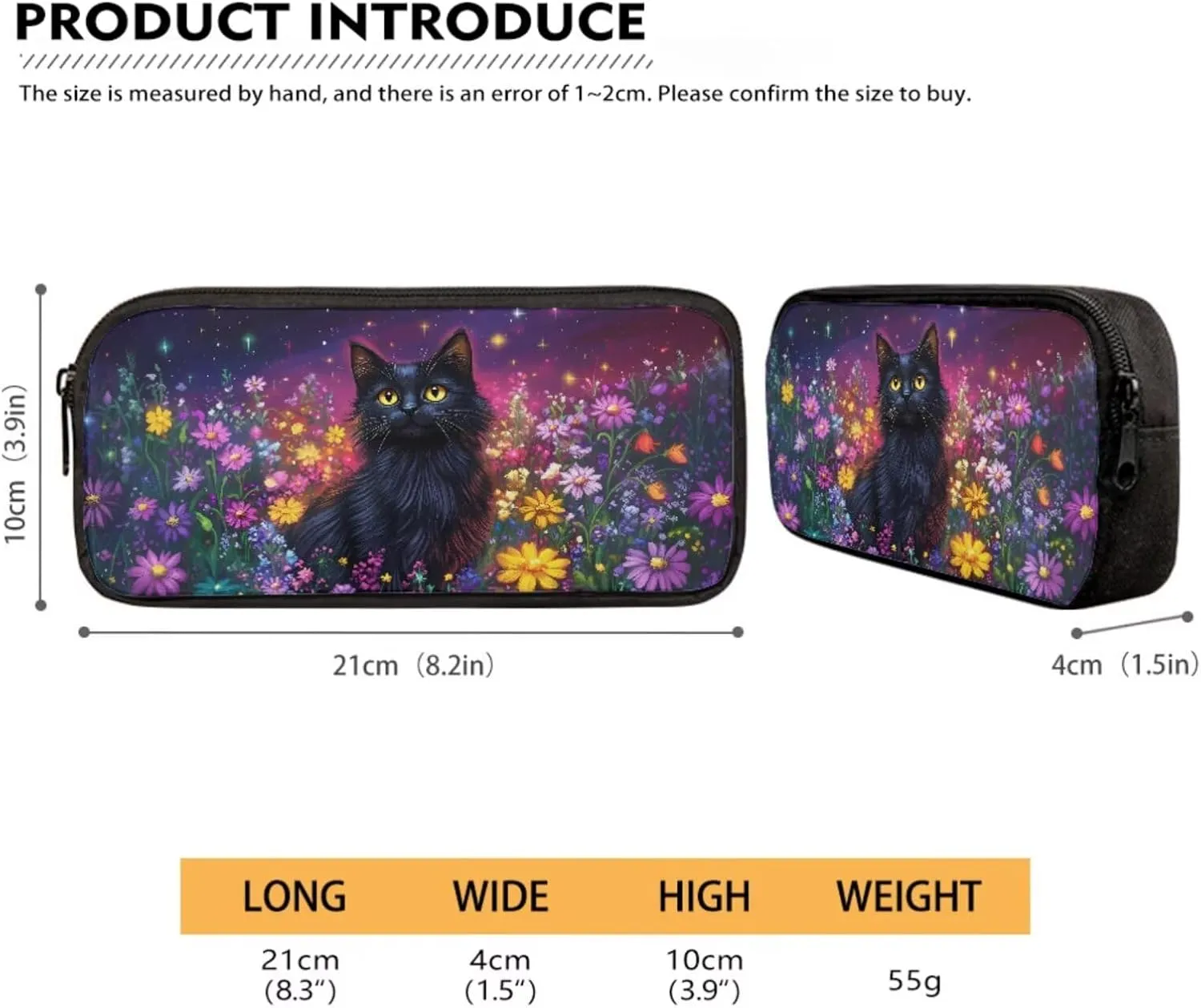 Poceacles Childrens Backpack 4 Piece Schoolbag Set Including Lunchbag Water Bottle Carrier Bag Pencil Case Stylish Rucksack for Primary Secondary School College, Black Cat Daisy Flower Violet