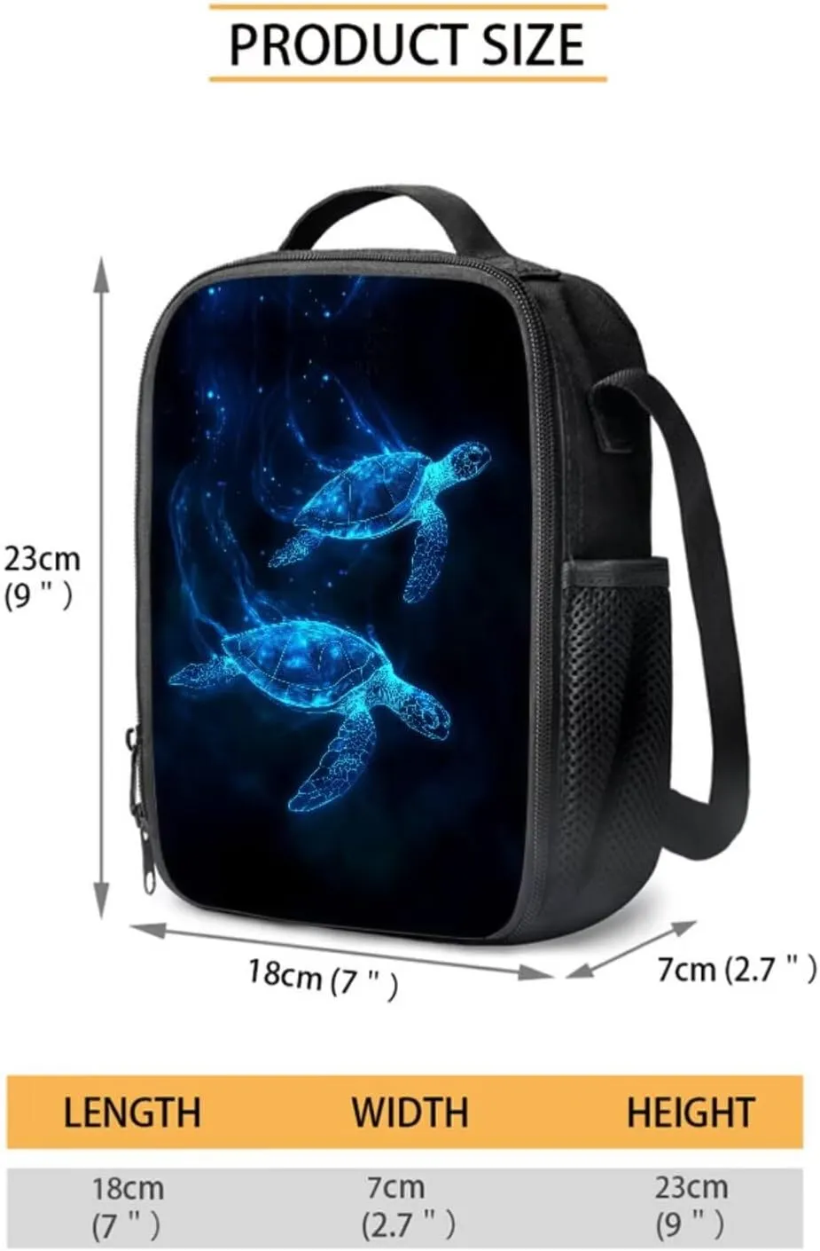 Poceacles Children's School Backpack Set of 4, Includes Backpack, Lunch Box Bag, Pencil Case, Water Bottle Carrier Rucksack Book Bag for Travel Vacation School, Blue Sea Turtle