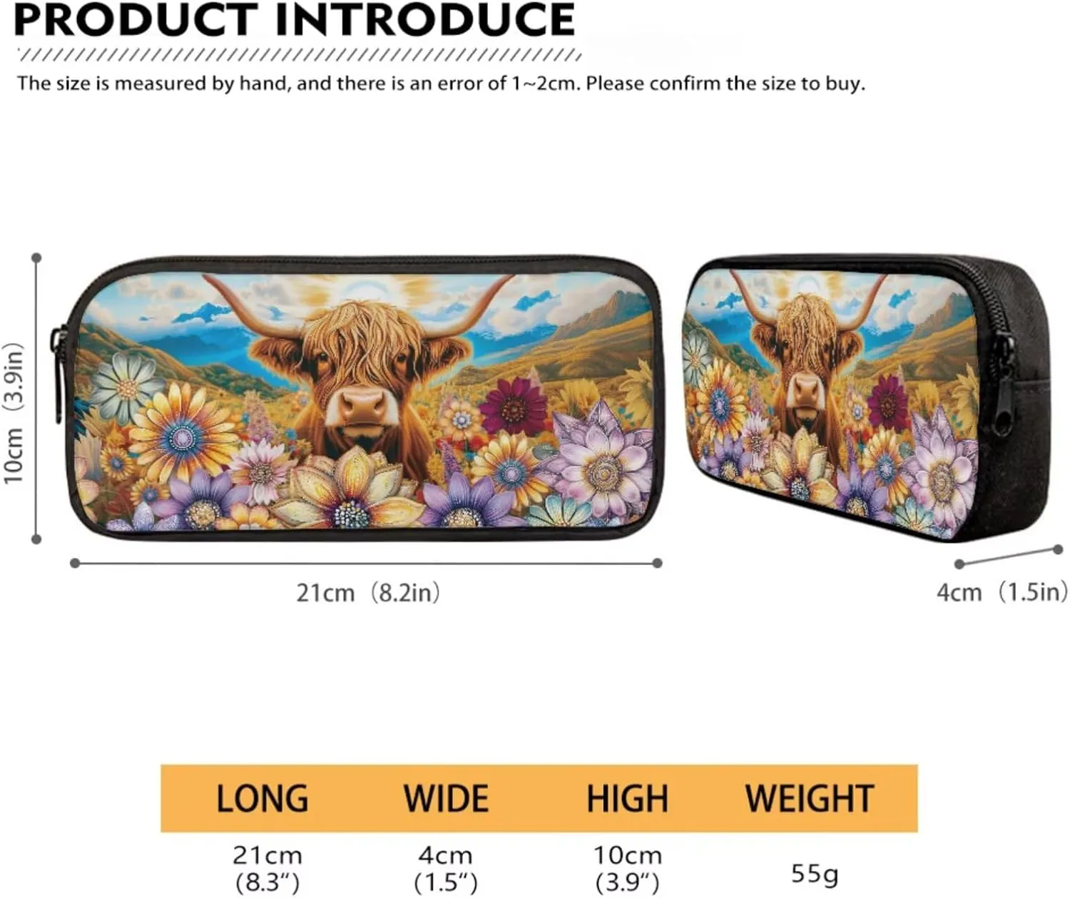 Poceacles Kids Backpack Set for School, Includes Schoolbag Insulated Lunch Bag Pencil Case Bottle Holder Bag, Elementary Primary Junior Middle School Bags Bookbag, Aztec Highland Cow Flower