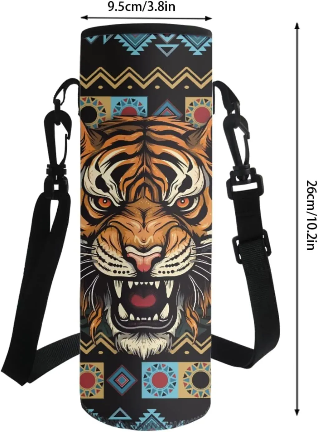 Poceacles Kids School Backpack 4 Piece Set with Lunchbag Pencil Case Water Bottle Carrier Teens Boys Girls Rucksack Book Bag School Supplies Essentials for Primary Secondary Students, Aztec Tiger