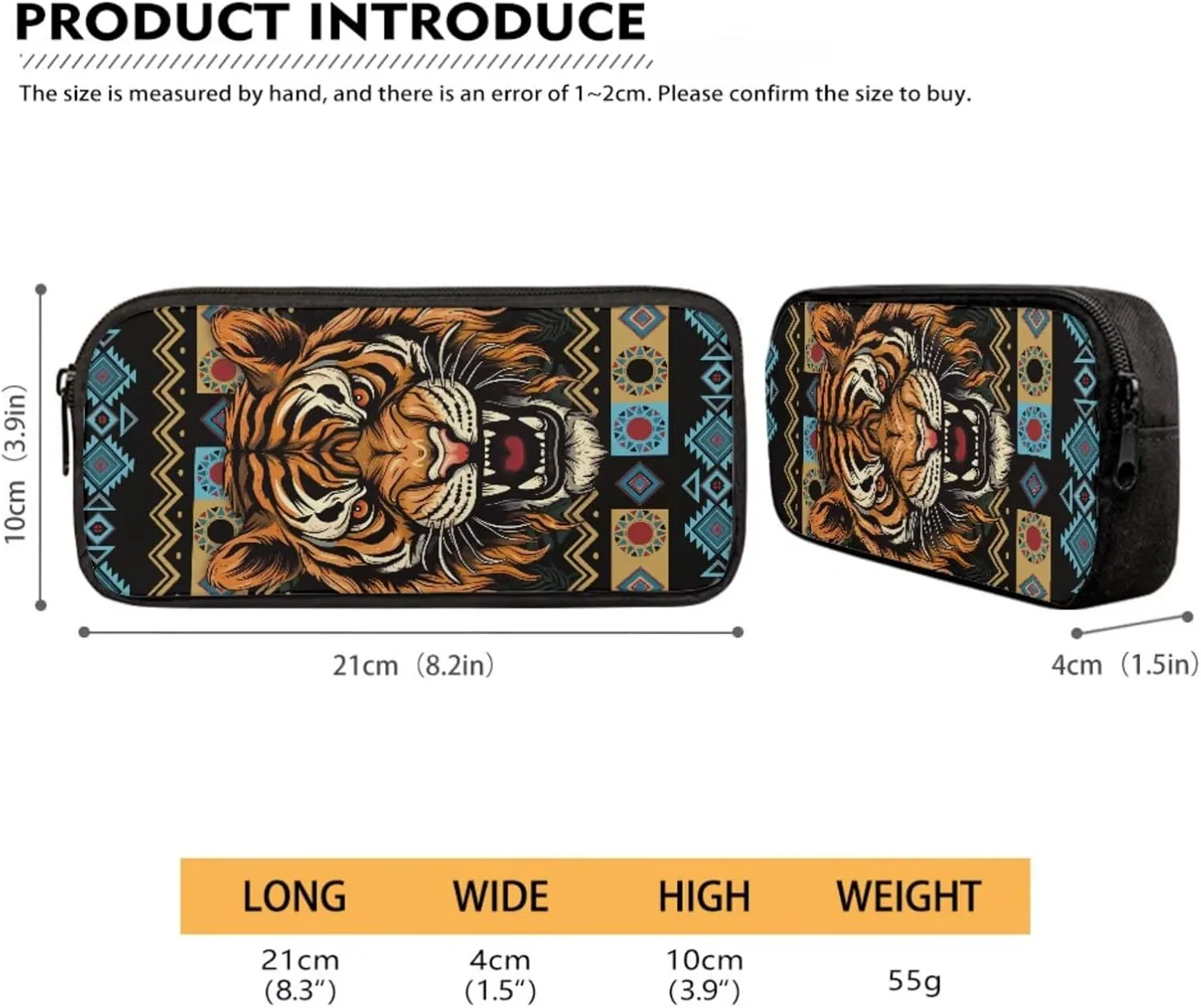 Poceacles Kids School Backpack 4 Piece Set with Lunchbag Pencil Case Water Bottle Carrier Teens Boys Girls Rucksack Book Bag School Supplies Essentials for Primary Secondary Students, Aztec Tiger