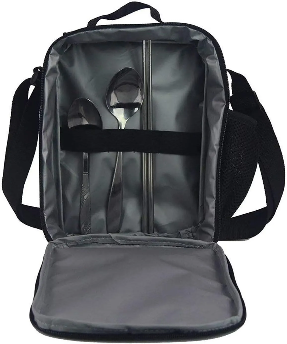 Poceacles Student Backpack Set for School Travel, 4-Piece Sets Including Lightweight Rucksack with Adjustable Shoulder Straps, Lunch Bag, Pencil Case, Bottle Bag, Boho Wolf Blue Violet