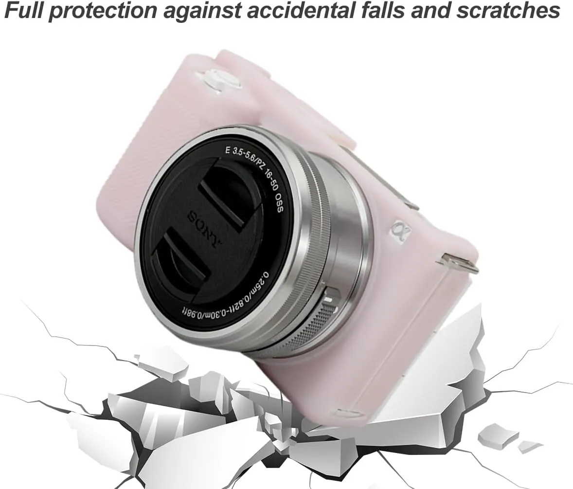 Pocoukate Case for Sony ZV-E10 Vlog Camera, Soft Silicone Protective Cover Skin with ZVE10 Screen Protector Accessories for Sony Alpha ZVE10 / ILCZV-E10L Camera Silicone Case - Jelly-Pink