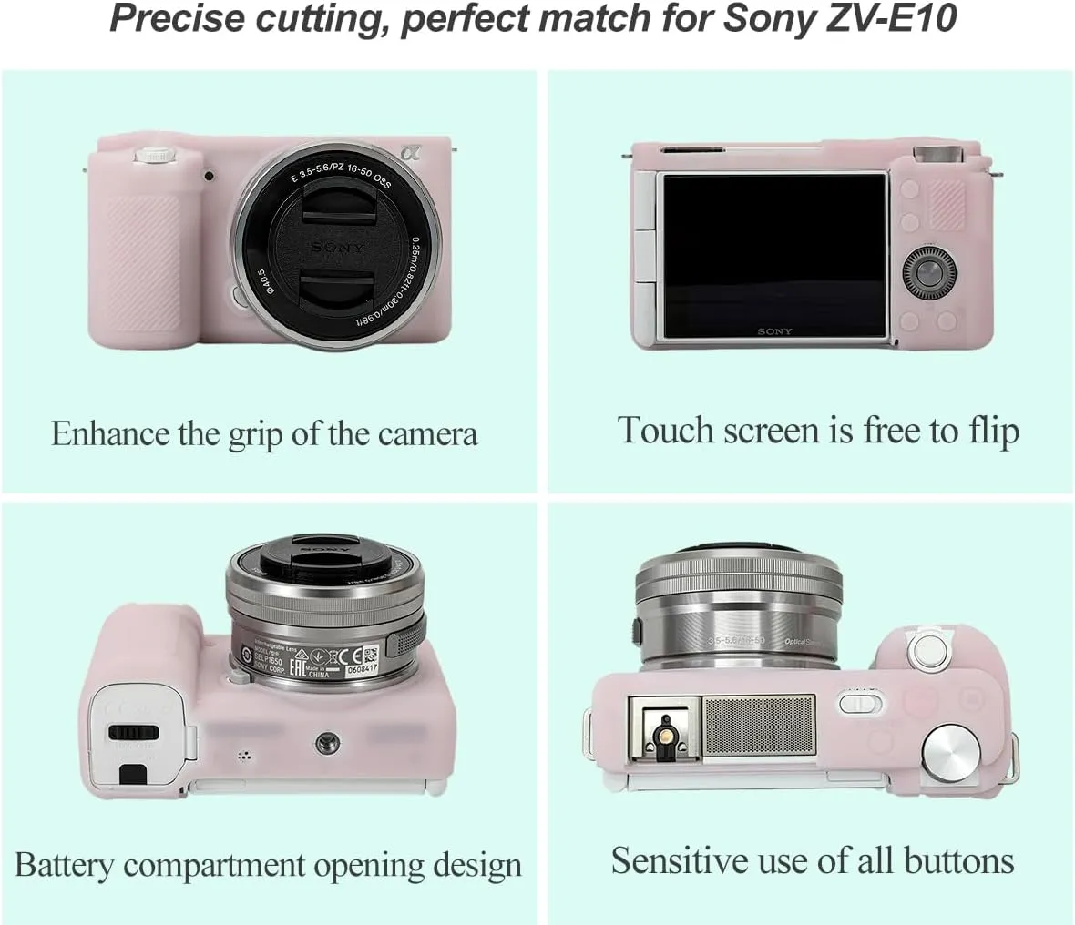 Pocoukate Case for Sony ZV-E10 Vlog Camera, Soft Silicone Protective Cover Skin with ZVE10 Screen Protector Accessories for Sony Alpha ZVE10 / ILCZV-E10L Camera Silicone Case - Jelly-Pink