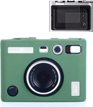 Pocoukate Protective Case for Instax Mini EVO, Soft Silicone Cover Bag with Screen Protector for Fujifilm Instax Mini EVO Instant Camera - Green
