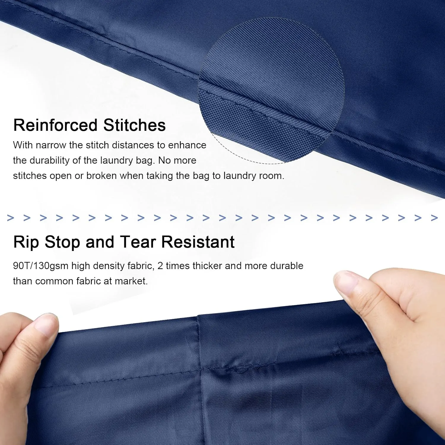 Polecasa Extra Large Heavy Duty Laundry Bag with 130gsm Tear Resistant Fabric and Handles, Easy to Carry Dirty Clothes Drawstring Bag,Perfect for College Dorm, Travel, 2 Pack 28”x36”, Navy