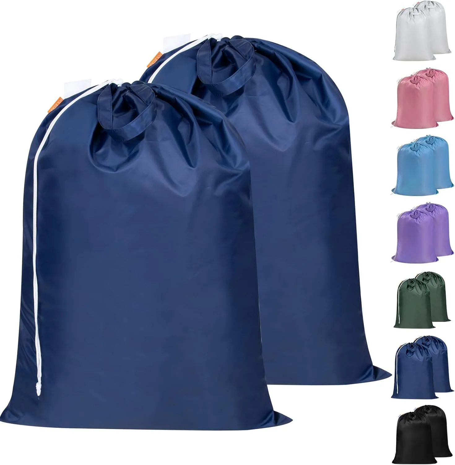 Polecasa Extra Large Heavy Duty Laundry Bag with 130gsm Tear Resistant Fabric and Handles, Easy to Carry Dirty Clothes Drawstring Bag,Perfect for College Dorm, Travel, 2 Pack 28”x36”, Navy