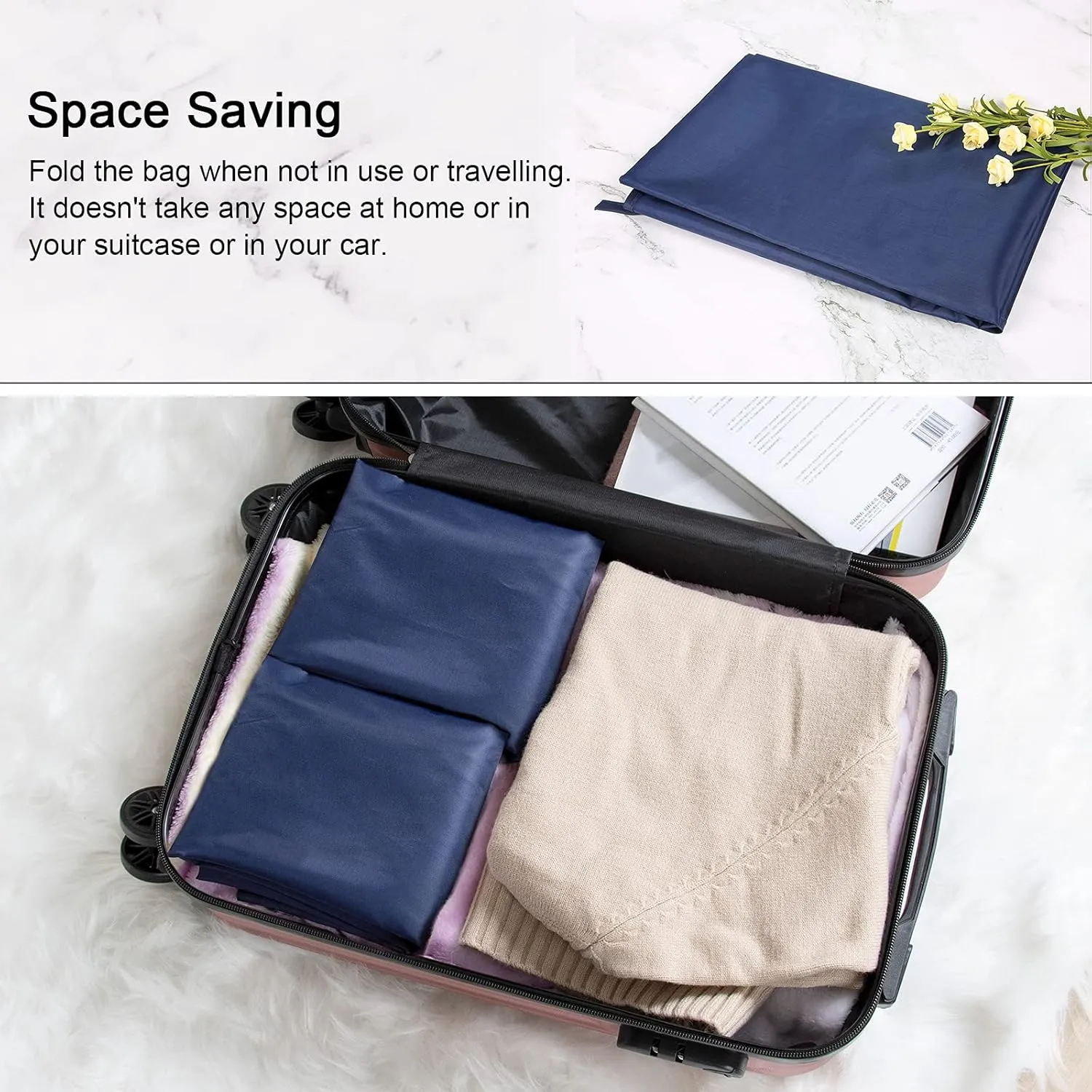 Polecasa Extra Large Heavy Duty Laundry Bag with 130gsm Tear Resistant Fabric and Handles, Easy to Carry Dirty Clothes Drawstring Bag,Perfect for College Dorm, Travel, 2 Pack 28”x36”, Navy