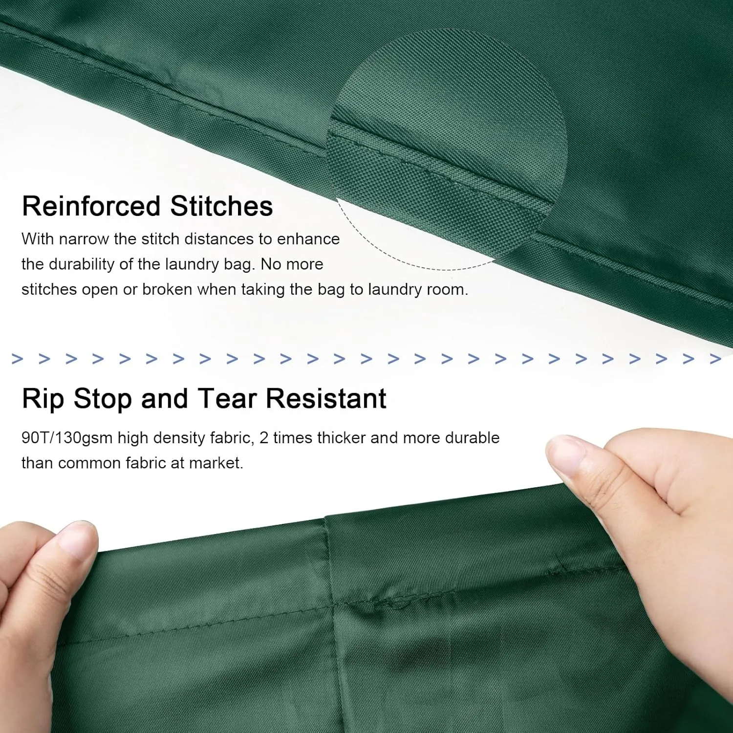 Polecasa Extra Large Heavy Duty Laundry Bag with 130gsm Tear Resistant Fabric and Handles, Easy to Carry Durable Dirty Clothes Drawstring Bag, Perfect for College Dorm,Travel, 2 Pack 28”x36”,Green