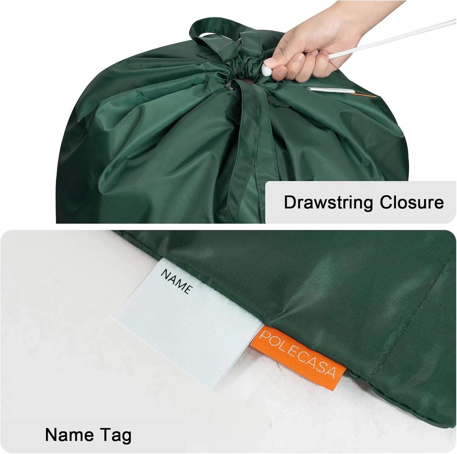Polecasa Extra Large Heavy Duty Laundry Bag with 130gsm Tear Resistant Fabric and Handles, Easy to Carry Durable Dirty Clothes Drawstring Bag, Perfect for College Dorm,Travel, 2 Pack 28”x36”,Green