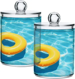 Pool Yellow Lap Swimmer Airtight Transparent Plastic Storage Jar Glass Food Storage Container for Food Herbs Tea etc with Storage Lid easy to use and clean
