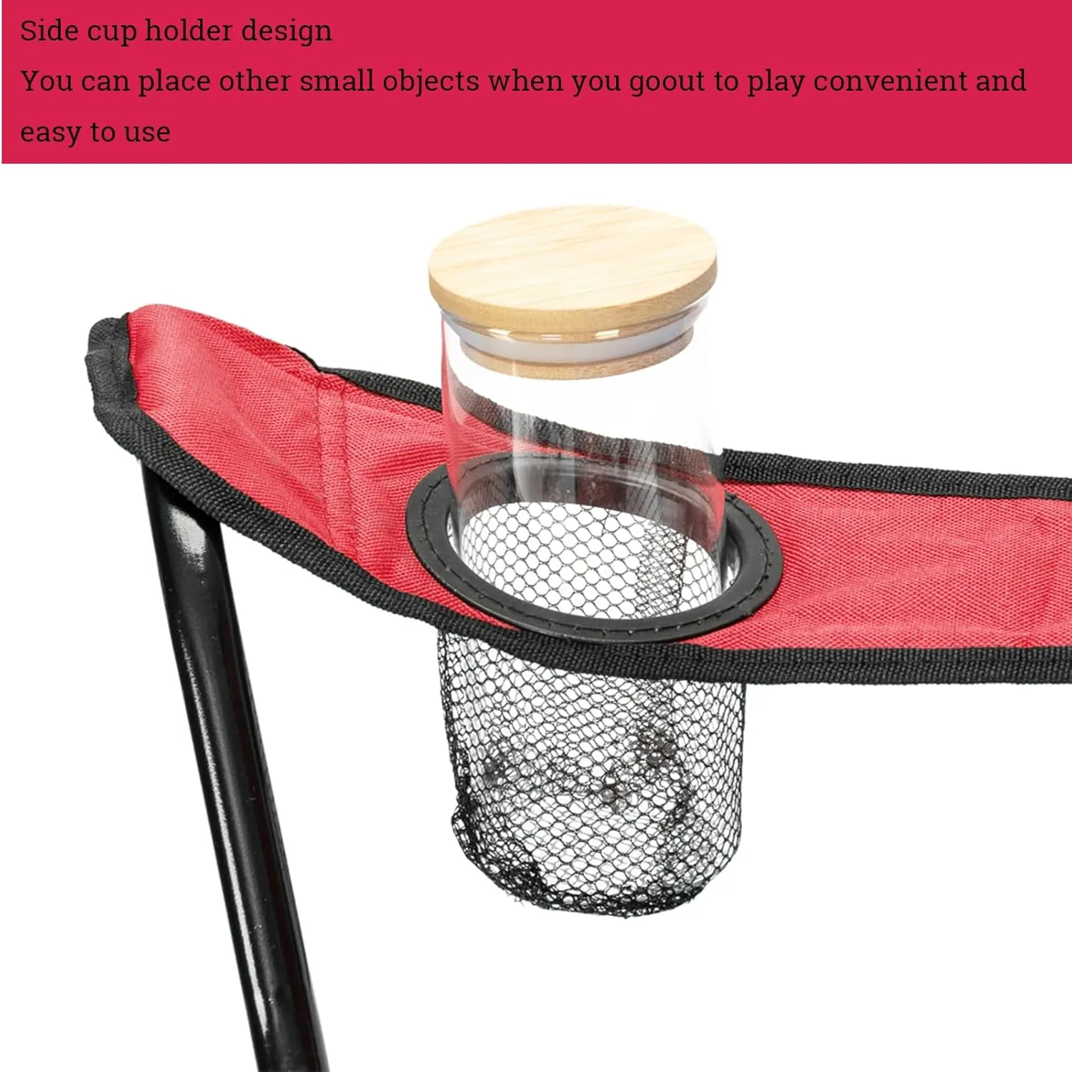 Portable Camping Chairs for Adults, Small Outdoor Lightweight Folding Chair with Cup Holder with Carrying Bag, Compact, Durable - Ideal for Hiking, Backpacking, Beach, and Picnics, Red