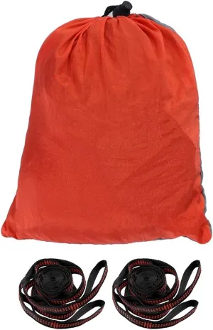 Portable Camping Hammock with Tree Straps, Lightweight Nylon Taffeta Hanging Bed, Easy Installation, Strong 200kg Capacity, Durable and Breathable for Outdoor Travel (Grey red)