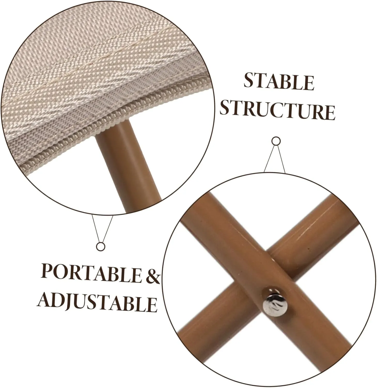 Portable Folding Camping Stool Lightweight Khaki Step Stool Zipper Bag for BBQ Fishing Sports Events and Picnics Oxford Material -Skid Design Easy to Carry