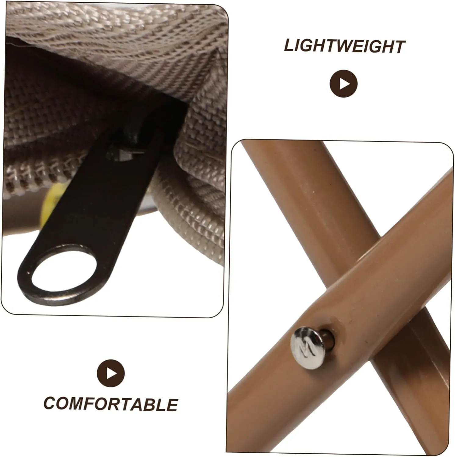 Portable Folding Camping Stool Lightweight Khaki Step Stool Zipper Bag for BBQ Fishing Sports Events and Picnics Oxford Material -Skid Design Easy to Carry