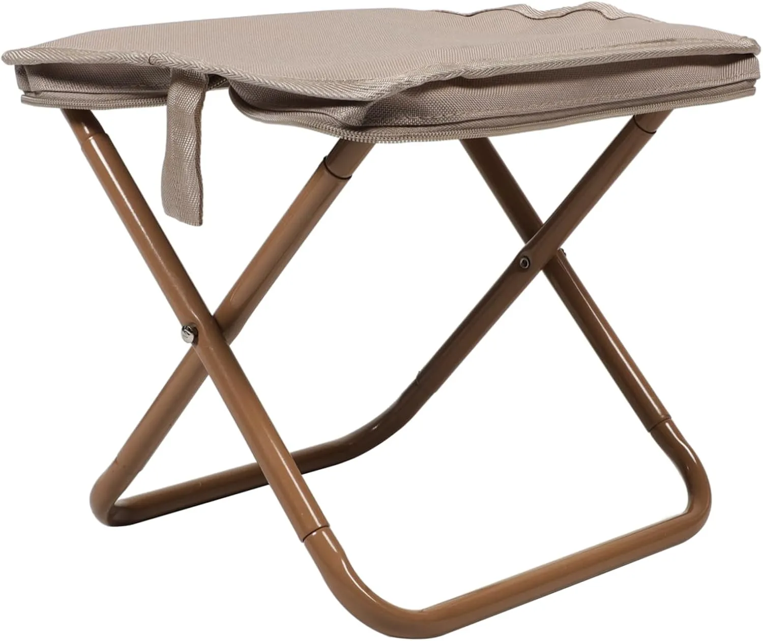 Portable Folding Camping Stool Lightweight Khaki Step Stool Zipper Bag for BBQ Fishing Sports Events and Picnics Oxford Material -Skid Design Easy to Carry